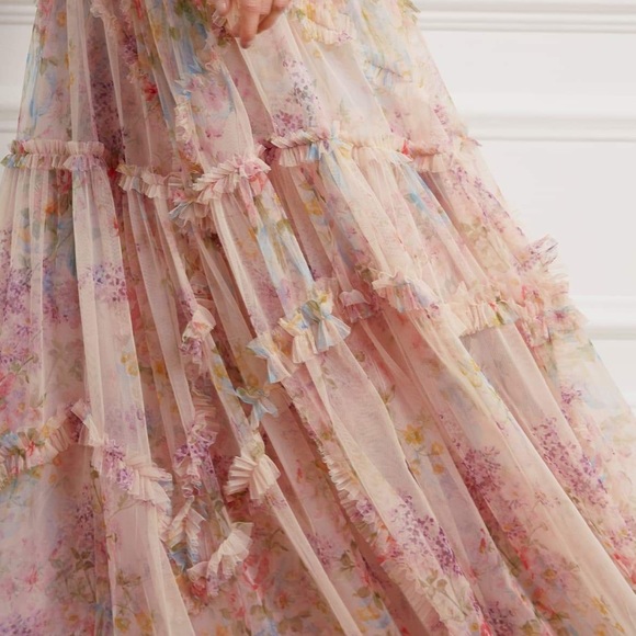 Needle & Thread Floral Diamond Ruffle Gown - Picture 6 of 8